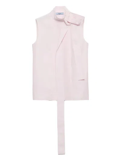 PRADA BOW-DETAIL HIGH-NECK TOP