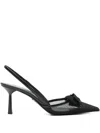 Prada Mesh Slingback Pumps Featuring Bow Detail In Multi