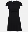 Prada Bow Sable A-line Mini Dress In Black