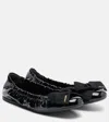 Prada Black Patent Leather Ballet Flats With Bow In Black