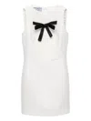 Prada Tela Natte Bow Sleeveless Mini Dress In White