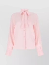 PRADA BOW-DETAILED LONG SLEEVE CREPE BLOUSE