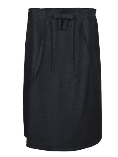 Prada Bow-detailed Midi Skirt In Black