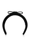 Prada Triangle Logo Velvet Headband In Black