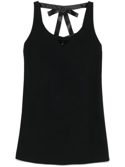 Prada Triangle-logo Mini Dress In Black