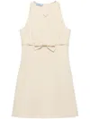 Prada Beige Bow Detailing Short Dress In Neutrals