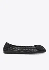 Prada Black Patent Leather Ballet Flats With Bow In Black