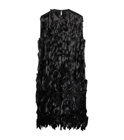 Prada Ribbon Detail Belted Midi Dress In Black