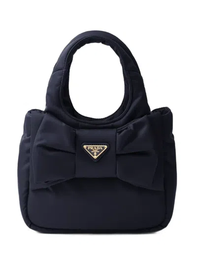 Prada Bow-embellished Tote Bag In Blue