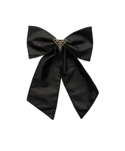 PRADA PRADA TRIANGLE-LOGO BOW HAIR CLIP