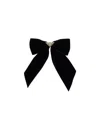 Prada Triangle Logo Velvet Bow Hair Clip In Black