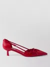 Prada Open-side Leather Pumps With Bow Detail And 4.5cm Heel In Red