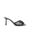 Prada 75mm Logo Bow Mesh Mule Sandals In Black