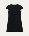 Prada Bow Sable A-line Mini Dress In F0002 Nero