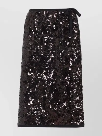 PRADA BOW SEQUIN EMBELLISHED MIDI SKIRT