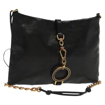 Pre-owned Prada Bow Shoulder Bag Vernice Saffiano Leather Leather Bag () In Black