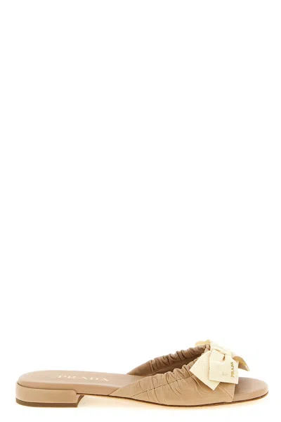 Prada Bow Slides In Sand