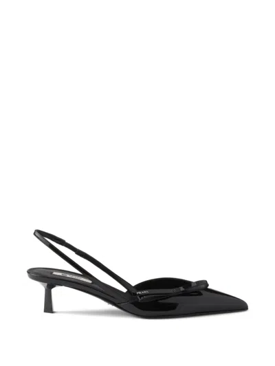 Prada Patent Leather Slingback Pumps In Black