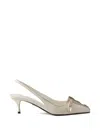 Prada Antiqued Leather Slingback Pumps In Neutral