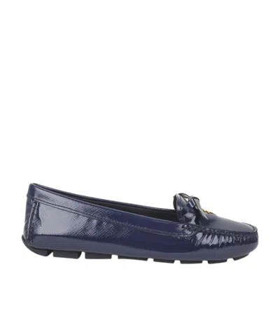 Prada Bow Tie Ballet Shoes In Blue