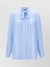 Prada Bow Tie Collar Shirt Pleated Front