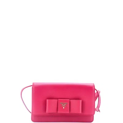 PRADA BOW WALLET ON STRAP SAFFIANO LEATHER SMALL 