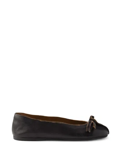 Prada Bow-detail Ballet Flats In Black
