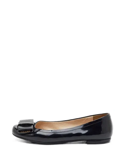 Pre-owned Prada Bow-detail Ballet Flats In Black