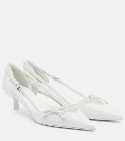 Prada Bow-detail Leather Pumps In White
