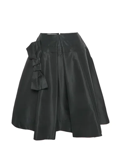 Pre-owned Prada Bow-detail Pleated Mini Skirt In Black