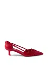 Prada Open-side Leather Pumps With Bow Detail And 4.5cm Heel In Red