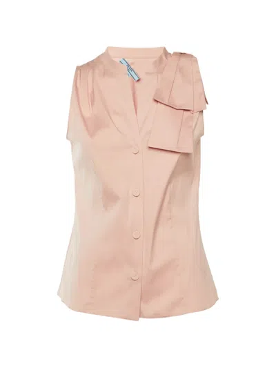 Pre-owned Prada Bow-detail Sleeveless Blouse In Pink