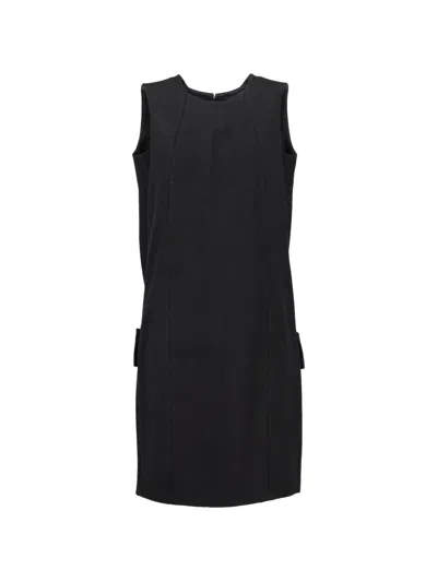 Pre-owned Prada Bow-detail Sleeveless Midi Dress In Black