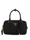 Prada Mini Handbag Bauletto Style Gold Hardware Top Handles In Black