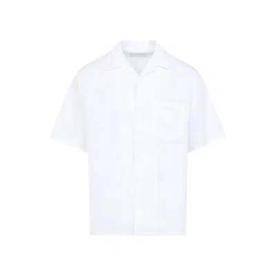 Prada Bowling Collar Short-sleeve Cotton Shirt