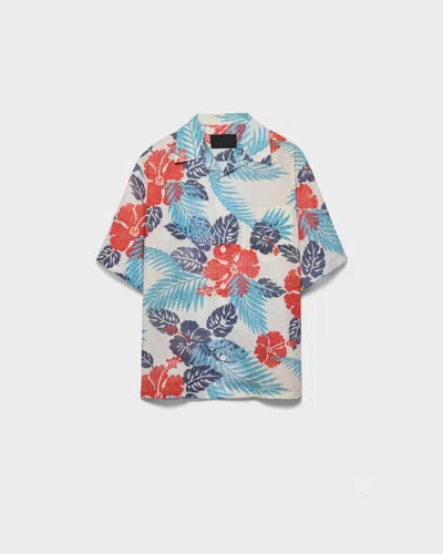 Prada Short-sleeved Printed Cotton Shirt In Multi