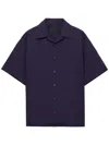 Prada Lapel Short-sleeved Shirt In 蓝色
