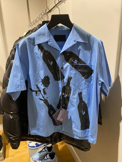 Pre-owned Prada Bowling Shirt With Print In Blue