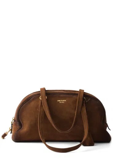 Prada Bowling Tote Bag In Brown