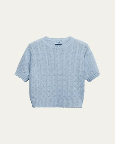 Prada Boxy Cable Cashmere Sweater In Azzurro