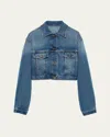 Prada Boxy Denim Blouson Jacket In F0v3n Light Blue