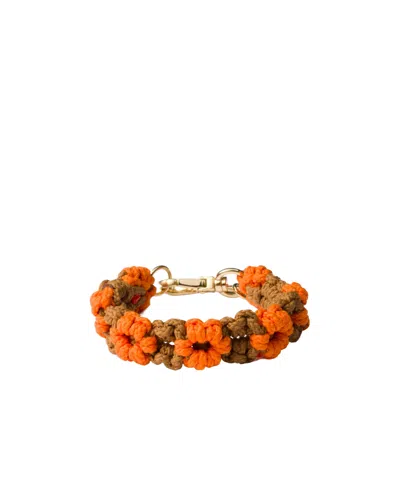 Prada Armband Aus Geflochtener Kordel In Orange/karamell