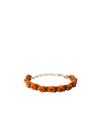 Prada Choker Aus Geflochtener Kordel In Orange/karamell