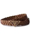 Prada Nappa Leather Braided Belt In Brown