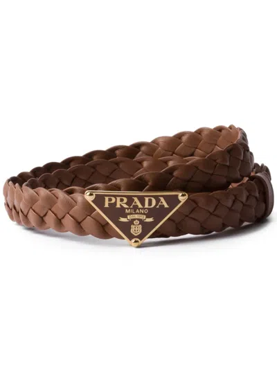 PRADA BRAIDED LEATHER BELT