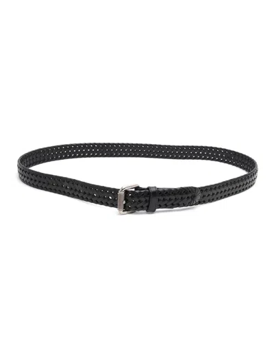Prada Braided Leather Belt, Size 100 In Black