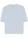 Prada Braided Re-cashmere Blue Top In Blue