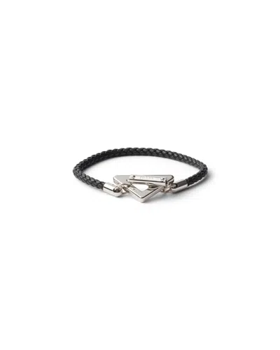 Prada Braided Nappa Leather Bracelet In Black