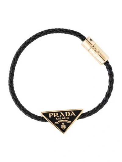 Pre-owned Prada Braided Nappa Leather Bracelet In Black