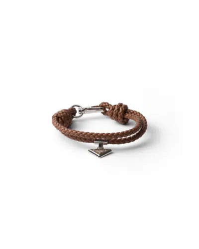 Prada Braided Nappa Leather Bracelet In Brown